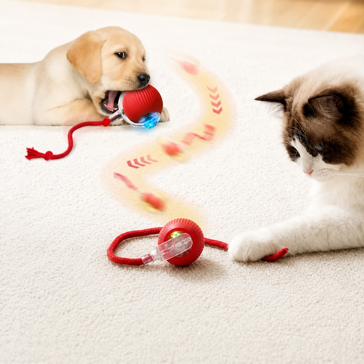 Bola Interactiva para Gatos — Juguete Eléctrico Automático con Sensor de Movimiento